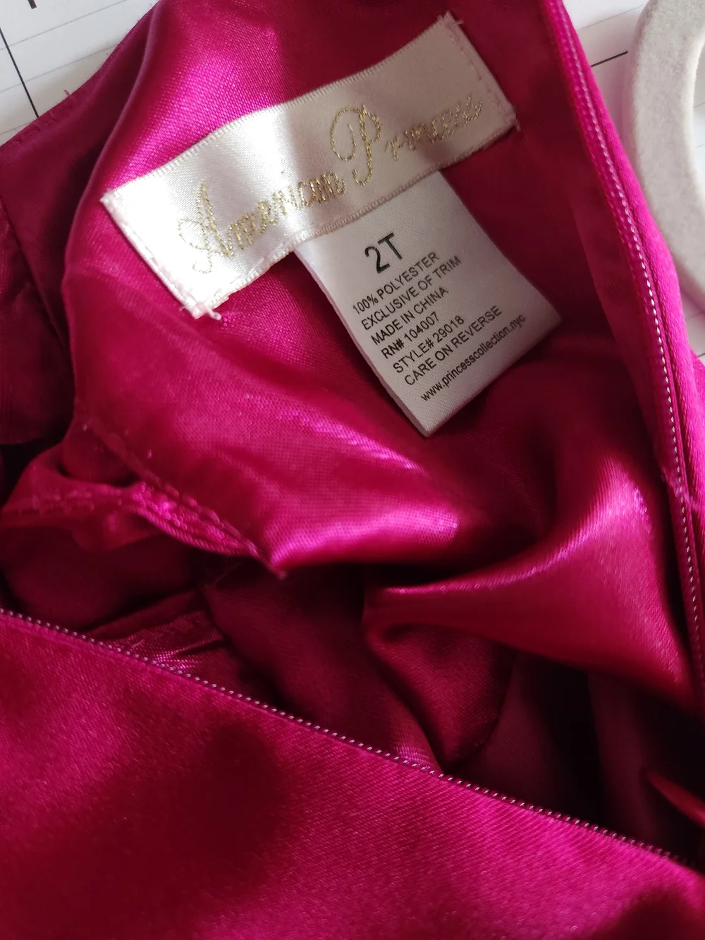 Girls Fuchsia Satin Party Dress with Jewel Neckline, S2T Girl, GUC